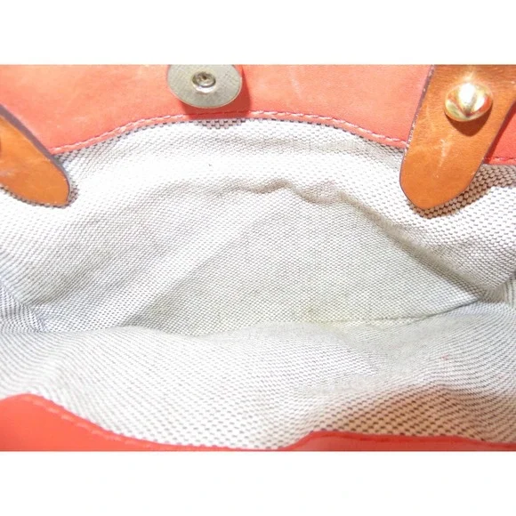 Dooney & Bourke City Barlow Satchel Orange Leather Crossbody Handbag Tan Trim - Picture 8 of 11